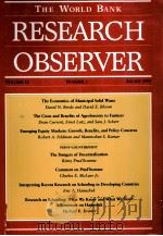 THE WORLD BANK RESEARCH OBSERVER VOLUME 10 1995 PDF电子版封面 0821329073