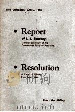 REPORT OF L.L.SHARKEY RESOLUTION 1958 PDF电子版封面