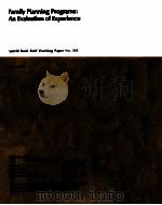 FAMILY PLANNING PROGRAMS AN EVLUATION OF EXPERIENCE 1979 PDF电子版封面
