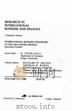 RESEARCH IN INTERNATIONAL BUSINESS AND FINANCE VOLUME 4 PART B 1984 PDF电子版封面 0892324708