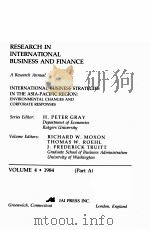 RESEARCH IN INTERNATIONAL BUSINESS AND FINANCE VOLUME 4 PART A（1984 PDF版）