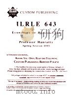 CUSTOM PUBLISHING ILRLE 643 ECONOMICS OF HEALTH CARE 1993 PDF电子版封面