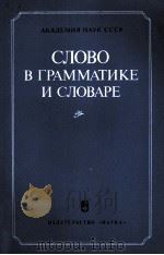 СЛОВО В ГРАММАТИКЕ И СЛОВАРЕ 1984 PDF电子版封面