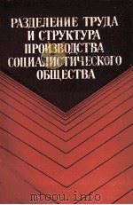 РАЗДЕЛЕНИЕ ТРУДА И СТРУКТУРА ПРОИЗВОДСТВА СОЦИАЛИСТИЧЕСКОГО ОБЩЕСТВА 1986 PDF电子版封面