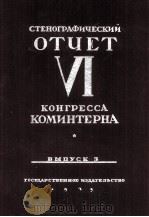 СТЕНОГРАФИЧЕСКИЙ ОЕЧЕТ VI КОНГРЕССА КОМИНТЕРНА ВЫПУСК 3 1929 PDF电子版封面