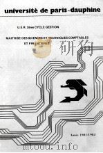 U.E.R. 3èME CYCLE GESTION MAITRISE DES SCIENCES ET TECHNIQUES COMPTABLES ET FINANCIERES（1982 PDF版）