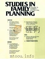 STUDIES IN FAMILY PLANNING VOLUME 25NUMBER 1 JAN/FEB 1994 PDF电子版封面