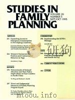 STUDIES IN FAMILY PLANNING VOLUME 26 NUMBER 5 SEPT/OCT 1995 PDF电子版封面