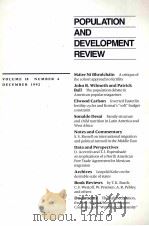 POPULATION AND DEVELOPMENT REVIEW VOLUME 18 NUMBER 4 DECEMBER 1992 PDF电子版封面