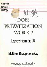 DOES PRIVATIZATION WORK?LESSONS FROM THE UK（1988 PDF版）
