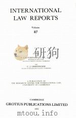 INTERNATIONAL LAW REPORTS VOLUME 87（1992 PDF版）