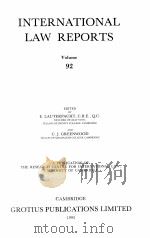 INTERNATIONAL LAW REPORTS VOLUME 92（1993 PDF版）