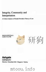 INTEEGRIY COMMUNITY AND INTERPERTATION 1998 PDF电子版封面 1855218291