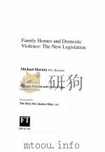 FAMILY HOMES AND DOMESTIC VIOLENCE:THE NEW LEGISLATION 1996 PDF电子版封面