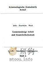 GEMEINNUTZIGE ARBEIT STATT ERSATZFREIHEITSSTRAFE FORSCHUNGSKOLLOQUIUM ZU EINER BUNDESWEITEN UNTERSU 1990 PDF电子版封面 3926371080