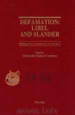 DEFAMATION:LIBEL AND SLANDER 1990 PDF电子版封面 0887365078