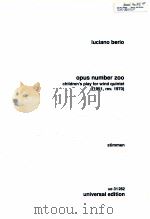opus number zoo childen's play for wind quintet 1951 rev.1970 stimmen ue 31 262（1975 PDF版）