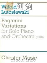 PAGANINI VARIATIONS for Solo Piano and Orchestra 1978 1986 PDF电子版封面