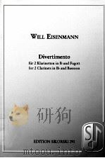 Divertimento for 2 clarinets in Bb and Fagott bassoon Edition Sikorski 293 1954 PDF电子版封面