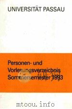 UNIVERSITAT PASSAU 1993 PDF电子版封面 392201691X
