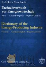 FACHWORTERBUCH ZUR ENERGIEWIRTSCHAFT TOME 1 GERMAN-ENGLISH/ENGLISH-GERMAN（1981 PDF版）