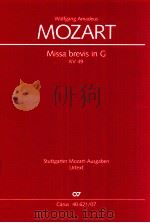 missa brevis in G KV 49 1968 PDF电子版封面 0007073893