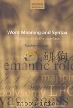 word meaning and syntaxapproaches to the interface（ PDF版）