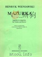MAZURKA OP.19 NO.1 FUR VIOLINE UND KLAVIER（ PDF版）