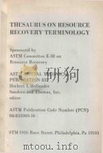 THESAURUS ON RESOURCE RECOVERY TERMINOLOGY（1983 PDF版）