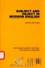 SUBJECT AND OBJECT IN MODERN ENGLISH（1979 PDF版）