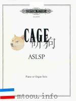 ASLSP PIANO OR ORGAN SOLO PDF电子版封面 CAGE