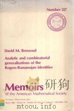 ANALYTIC AND COMBINATORIAL GENERALIZATIONS OF THE ROGERS-RAMANUJAN IDENTITIES 1980 PDF电子版封面 0821822276