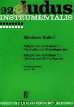 Adagio con variazioni for Clarinet and String Quartet 1979 PDF电子版封面