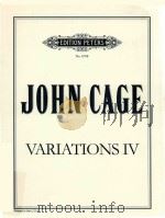 VARIATIONS Ⅳ PDF电子版封面 JOHN CAGE