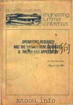 Operations Research and The Management Sciences A: Theory and Application Volume l An Intensive Shor（1972 PDF版）