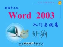 新编中文版Word2003入门与提高 PDF电子版封面 佚名