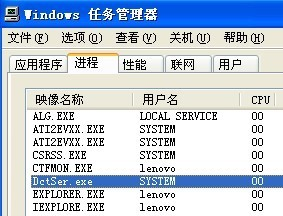 Windows XP系统下正在运行的DctSer.exe